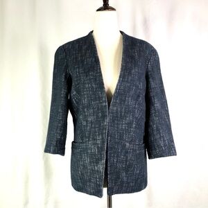 Coldwater Creek rustic woven blazer jacket 3.4 sleeves hook and eye closure 4/6